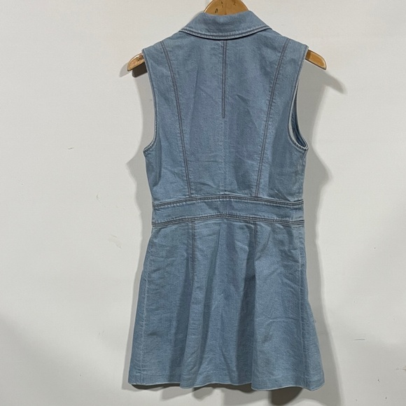 PAIGE Light Blue Denim Button-Front Sleeveless Mini Dress - Picture 3 of 3